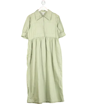Aligne Sage Green Gabriella Short Sleeve Denim Midi Dress UK 12