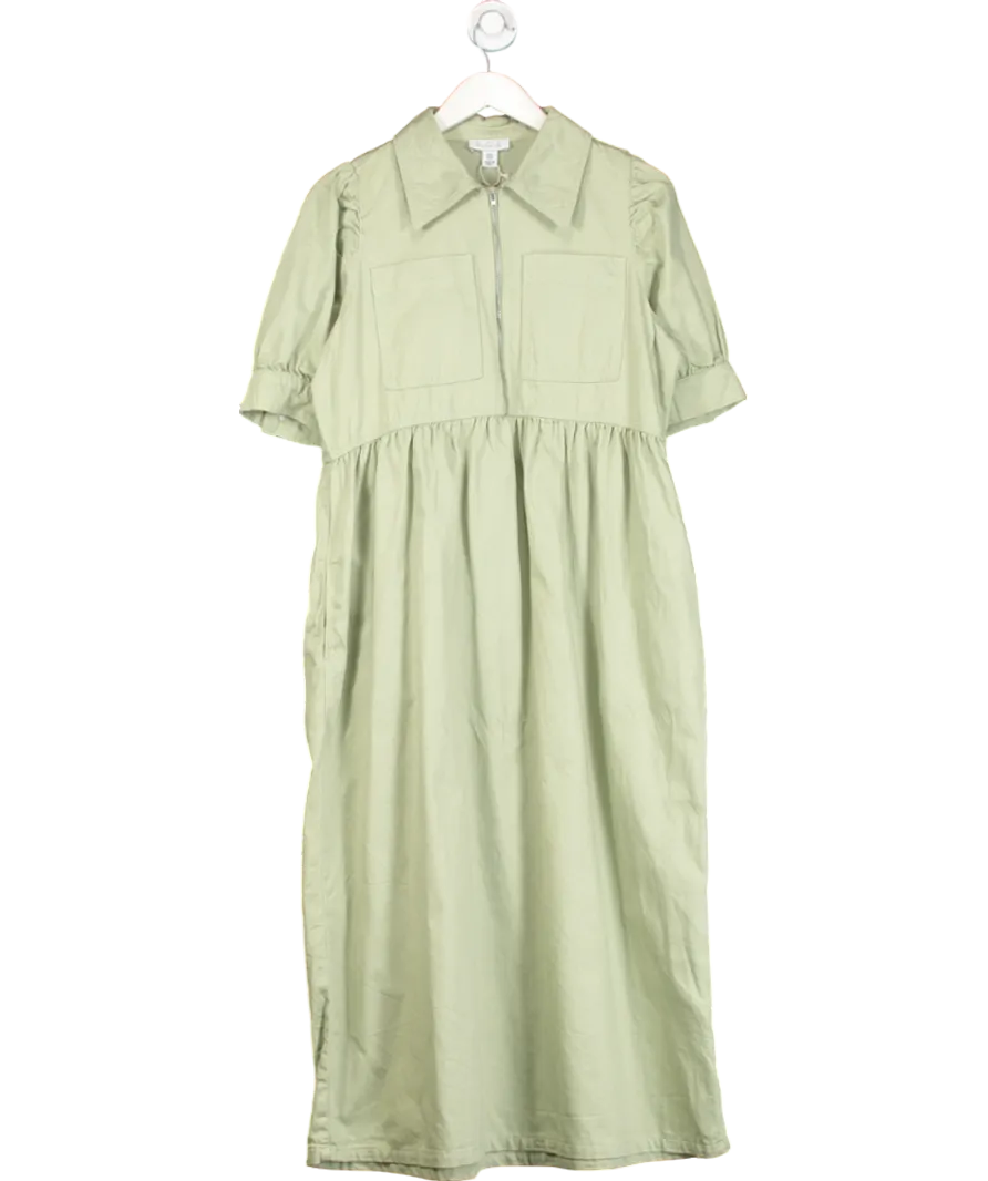 Aligne Sage Green Gabriella Short Sleeve Denim Midi Dress UK 12