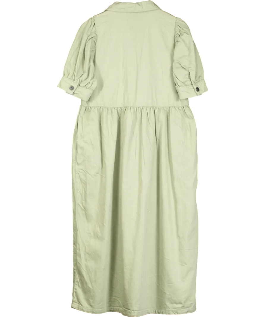 Aligne Sage Green Gabriella Short Sleeve Denim Midi Dress UK 12