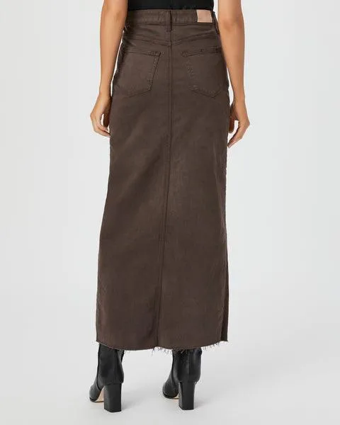 Angela Maxi Skirt w/ Raw Hem Rich Chocolate
