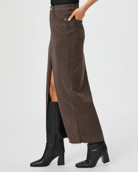 Angela Maxi Skirt w/ Raw Hem Rich Chocolate