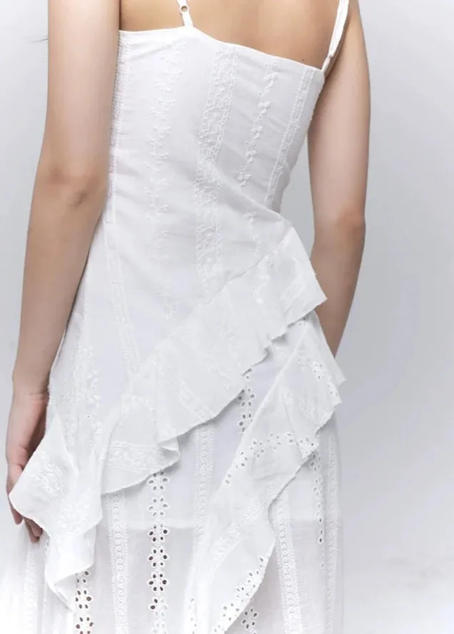 Asymmetric Layered Lace Trim Dress