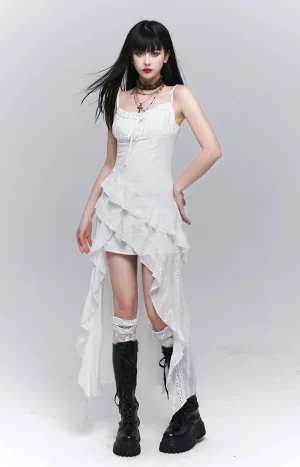 Asymmetric Layered Lace Trim Dress