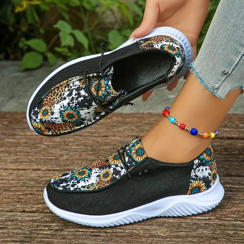 Dames canvas slip-on loafers - Lichtgewicht & comfortabel met luipaardprint