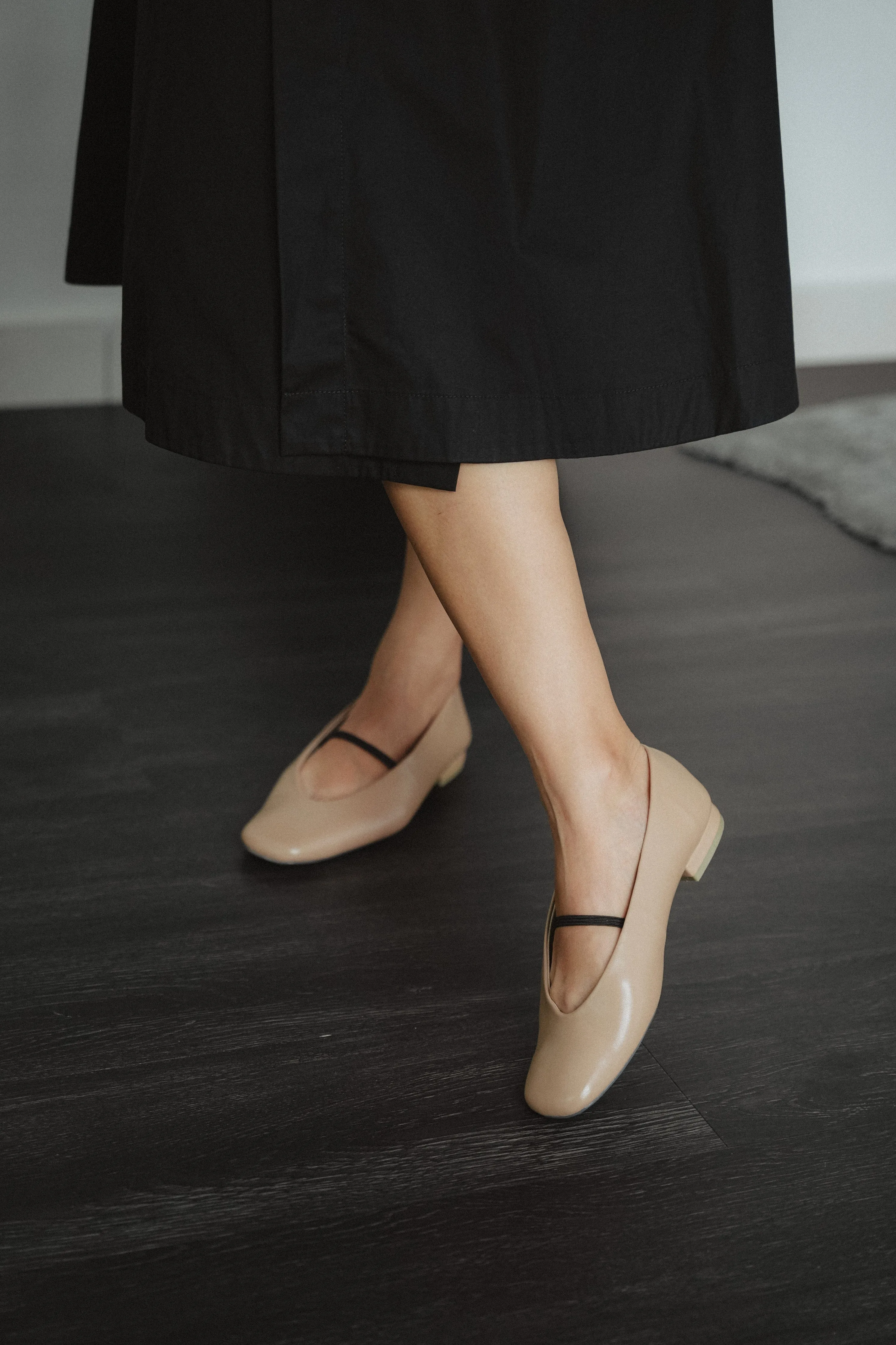 Debi Square Toe Flat Loafers (Nude)