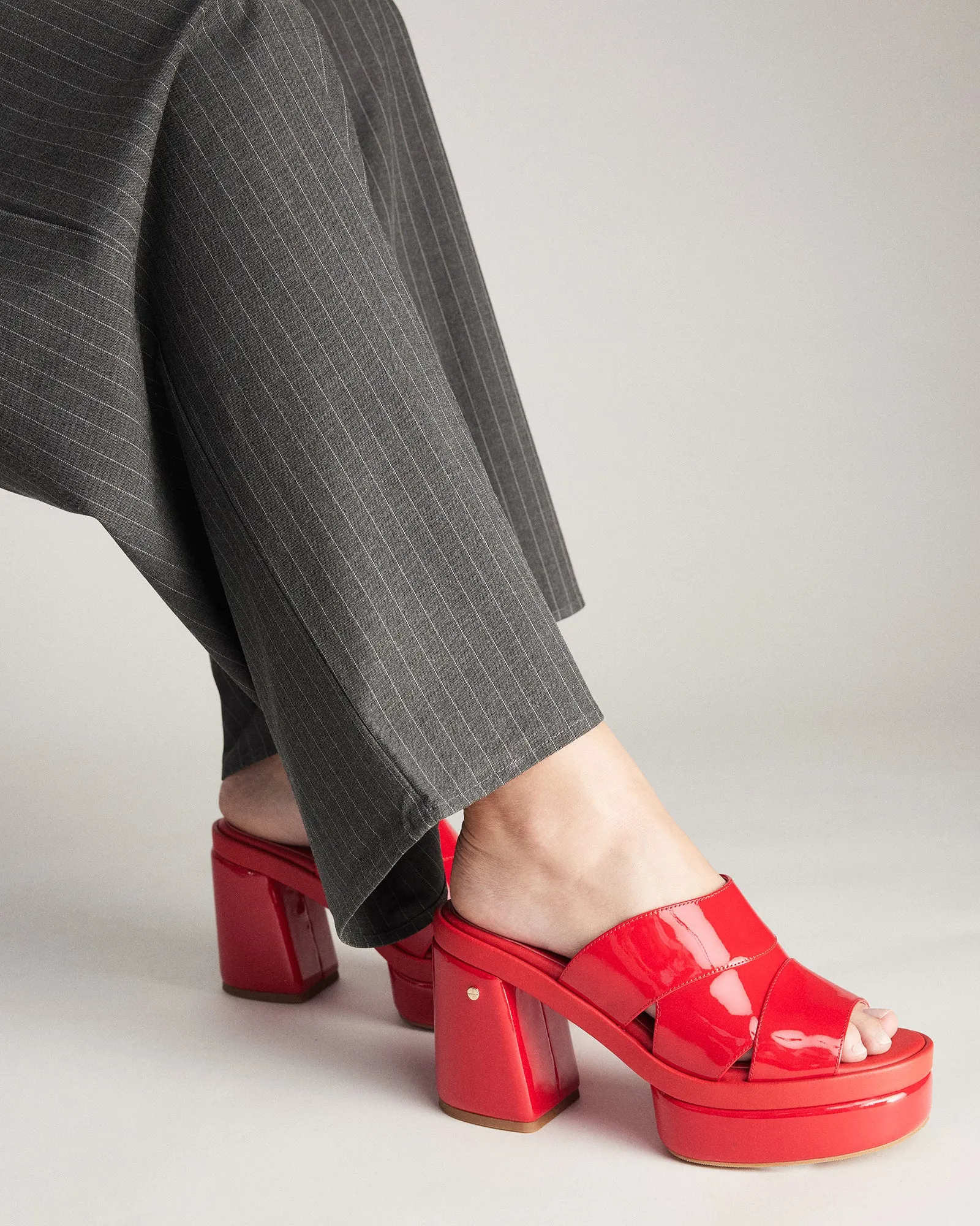FAYE HIGH HEEL PLATFORM SANDALS RED PATENT