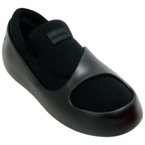 Ferragamo Black Neoprene / Rubber Lunar Slip On Loafers