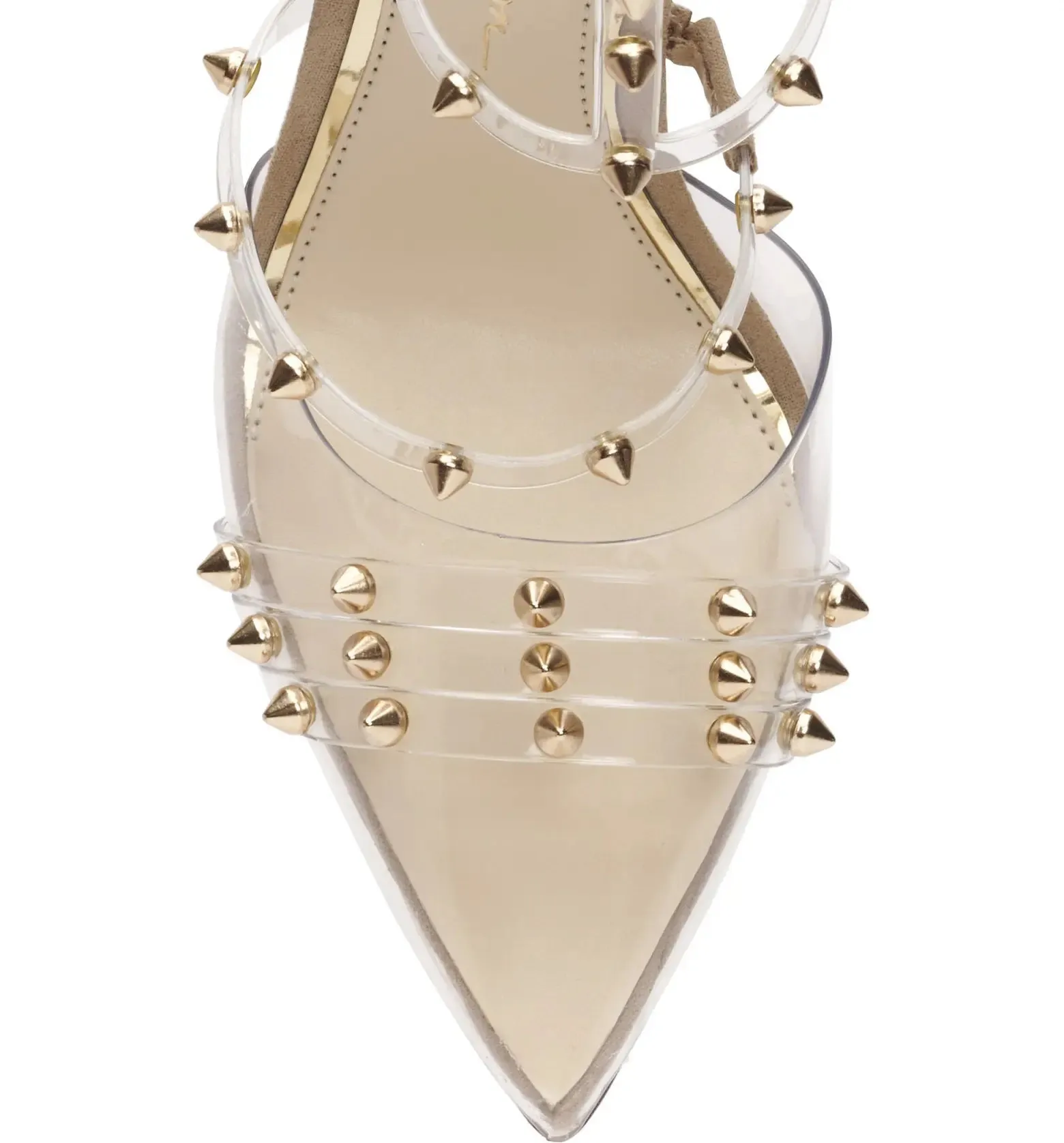 Jessica Simpson Wavery Clear Almond Zip Studded Pointed Toe Stiletto Pumps