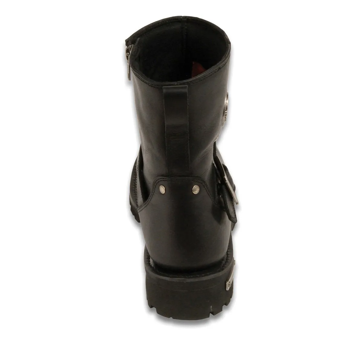 Milwaukee Leather MBM9040W Men's Black 'Wide Width' 6-inch Classic Engineer Motorcycle Leather Boots with Side Zipper