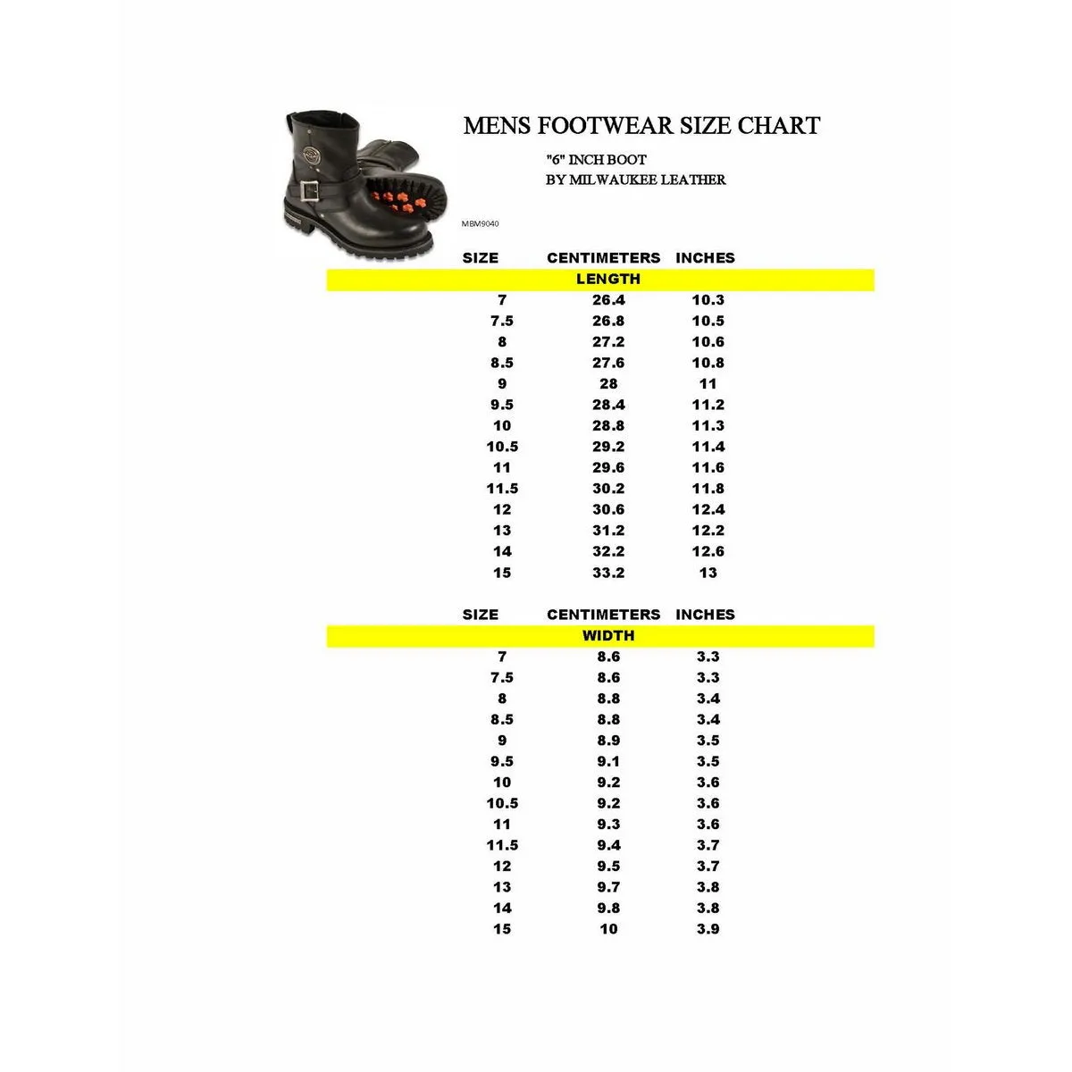 Milwaukee Leather MBM9040W Men's Black 'Wide Width' 6-inch Classic Engineer Motorcycle Leather Boots with Side Zipper