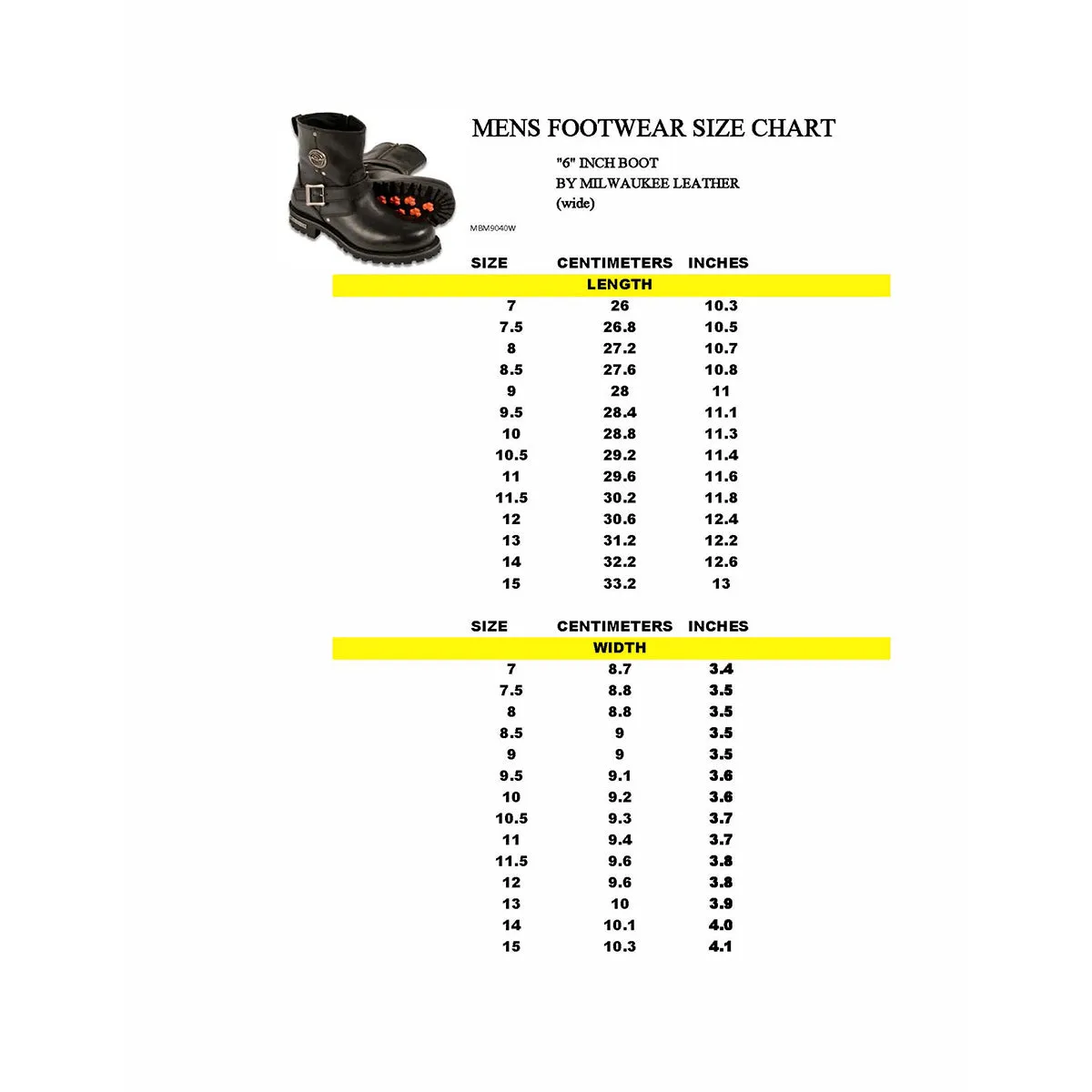 Milwaukee Leather MBM9040W Men's Black 'Wide Width' 6-inch Classic Engineer Motorcycle Leather Boots with Side Zipper