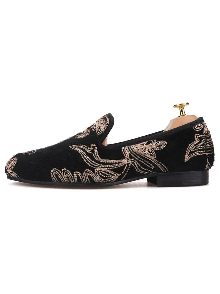 New men's handmade velvet slip-on banquet shoes, high-end British style party trendy slip-on loafers
