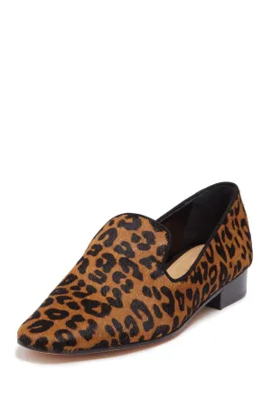 Schutz Graca Leopard Print Genuine Calf Hair Loafer Slip On Sandstone Black