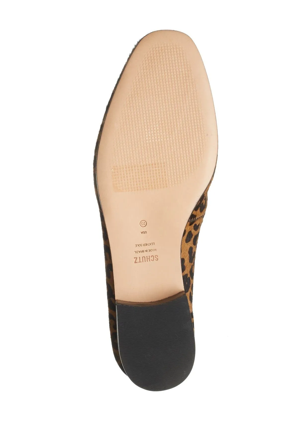 Schutz Graca Leopard Print Genuine Calf Hair Loafer Slip On Sandstone Black