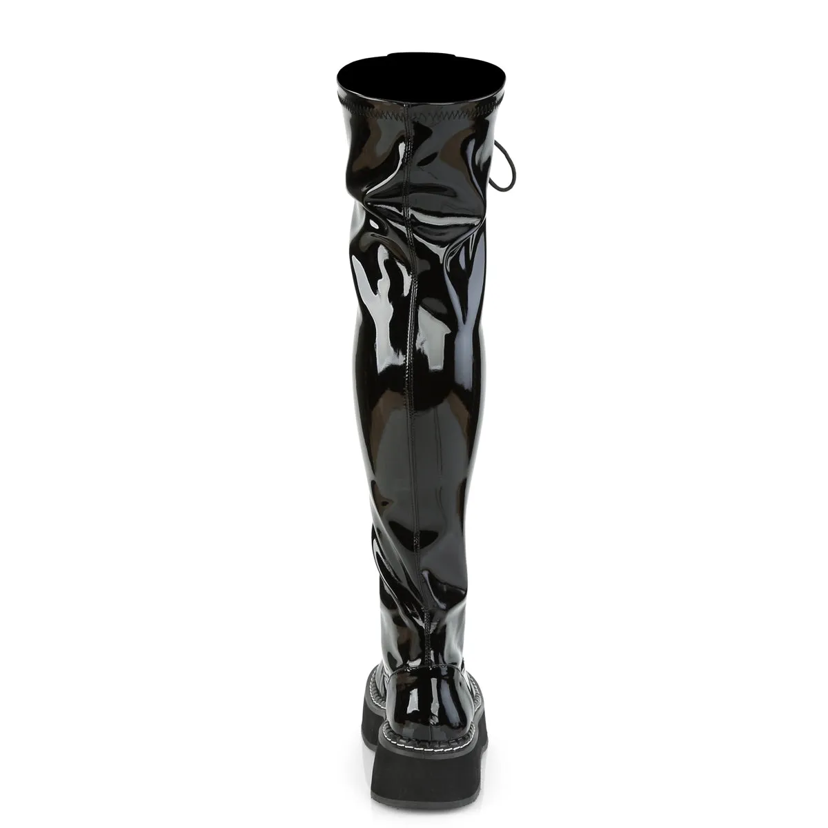 Shiny Black Over The Knee Platform Boots Emily-375
