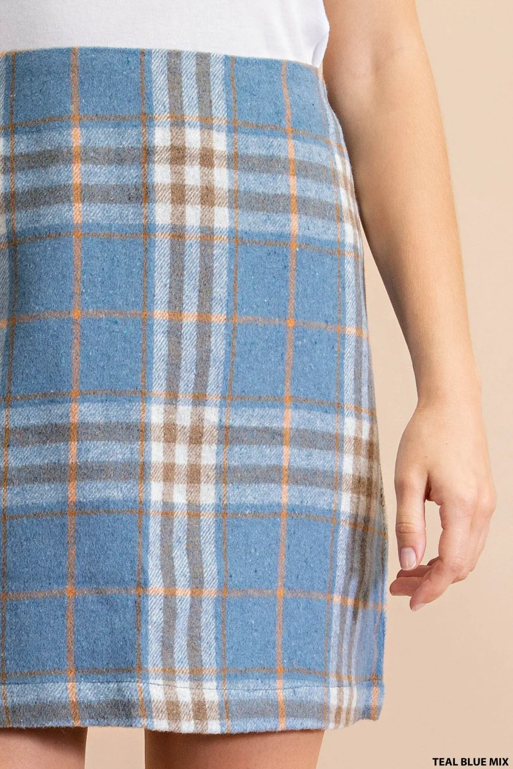 Soft Brushed Plaid Check Mini Skirt