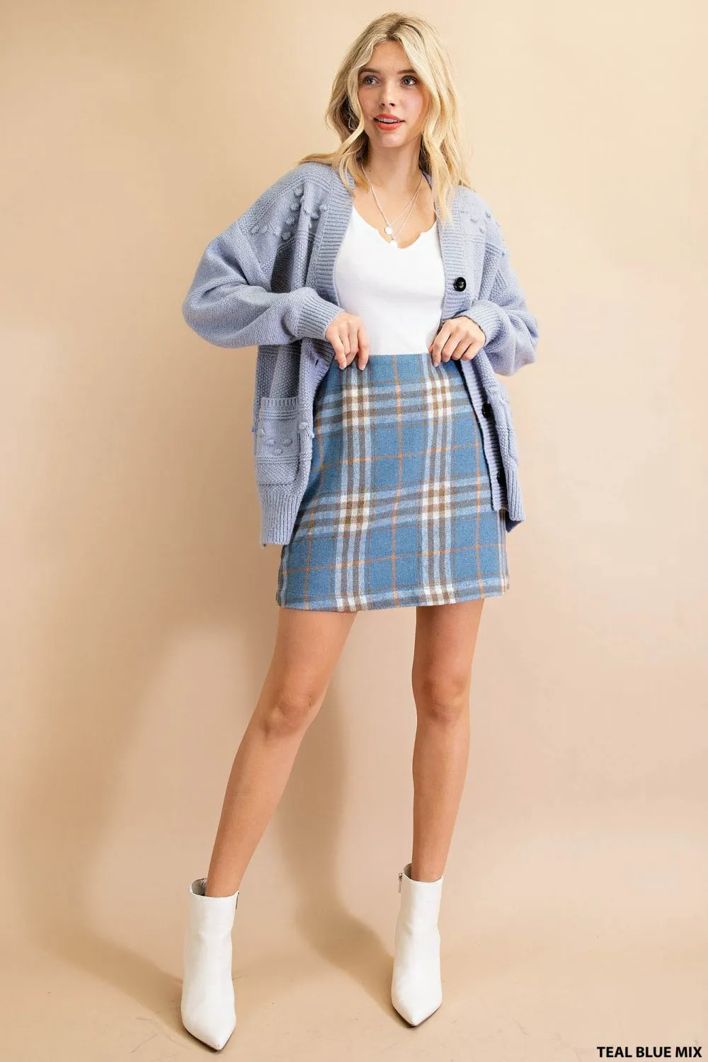 Soft Brushed Plaid Check Mini Skirt