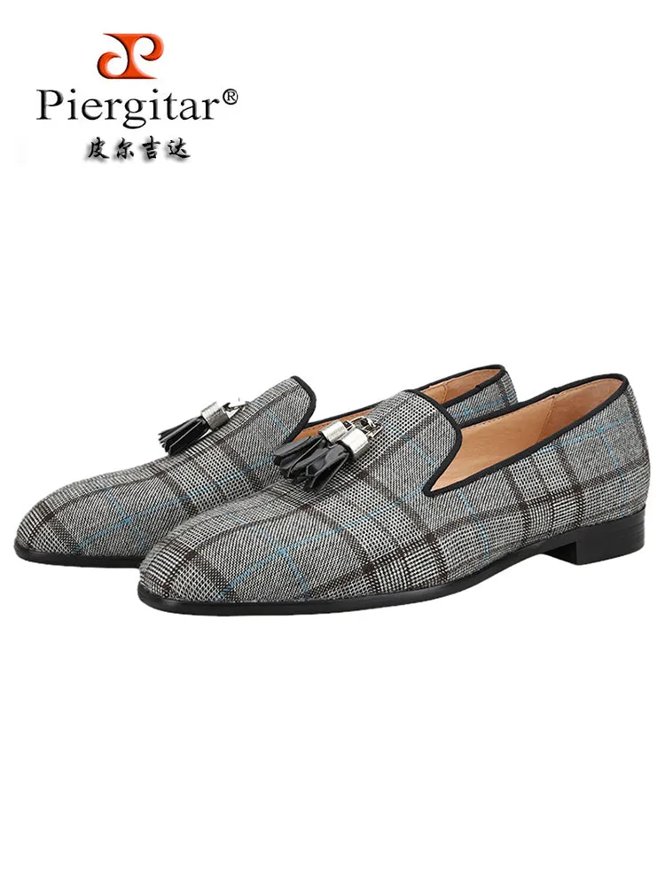 Summer new striped knitted metal tassel loafers breathable leather lining casual slip-on slip-on shoes for men