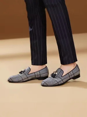 Summer new striped knitted metal tassel loafers breathable leather lining casual slip-on slip-on shoes for men