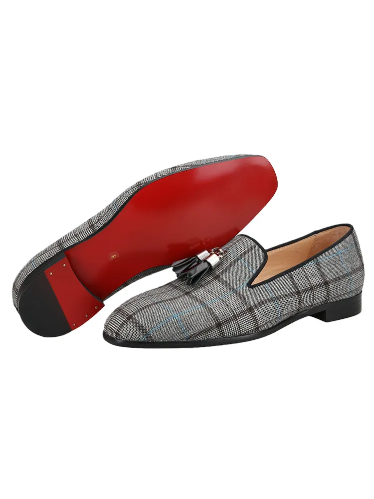 Summer new striped knitted metal tassel loafers breathable leather lining casual slip-on slip-on shoes for men
