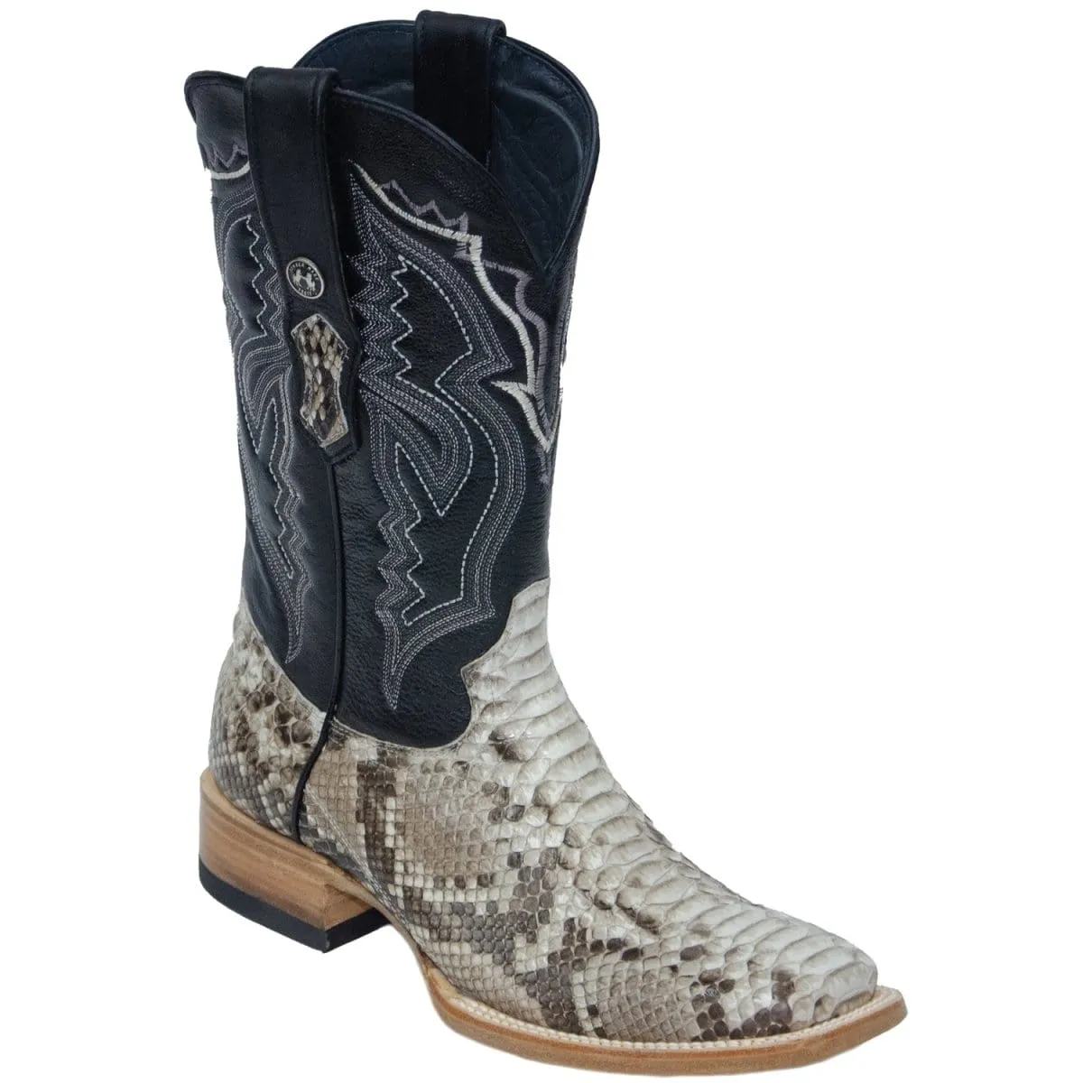 Tanner Mark Men's Medina Genuine Python Square Toe Boots Natural TMX200431