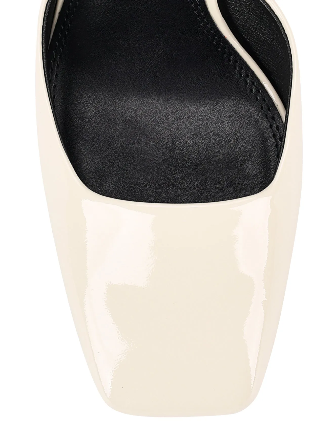 Travis Closed Toe Block Heels - Chalk White Patent Leather